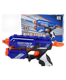 Planet of Toys Foam Blaster Blaze Storm Gun Toy Unbreakable Safe and Long Range Comes with 5 Bullets and 5 Suction Darts- Multi Color