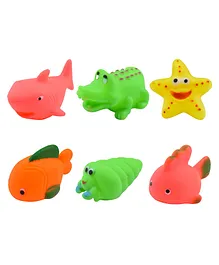 WISHKEY Plastic Adorable Animal Bath Toys Set of 6 - Multicolor