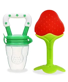 Chinmay Kids Baby Fruit Shape Teether & Soother Soft Stick Dental Care BPA- Free Pack of 2 Teether - Red Green