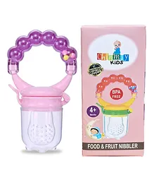 Chinmay Kids Baby Pacifier Food Feeder Silicone Fresh Fruit Milk Nibbler Feeding Safe Kids Rattle Soother (Purple)