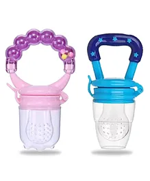 Chinmay Kids New Born Baby Pacifier With Rattle Handle Silicone Safe Fresh Fruit Feeder Soother  (Purple, Blue)