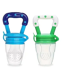 Chinmay Kids 2 Pc Baby Pacifier Food Feeder Silicone Fresh Fruit Milk Nibbler Feeding Safe Kids Supplies Nipple Teat Pacifier Bottles - Soother (Blue, Green)