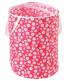 Kuber Industries Foldable Cloth Laundry Bag Floral Print - Pink