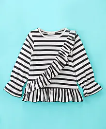 CrayonFlakes Full Sleeves Striped  Frill Detailed  Top - Off White