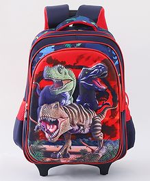 Dino Print Trolley Backpack Multicolour - Height 15.3 Inches