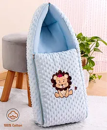 Babyhug 3 in 1 Bubble Embroidered Carry
                        Nest Cum Sleeping Bag Lion Applique- Blue