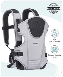 Babyhug First Blossom 3 Way Baby Carrier With Detachable Bib & Head Cushion - Grey