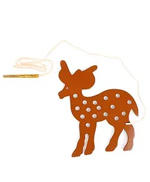 Alpaks Lacing Reindeer Shape Wooden Toy - Brown 