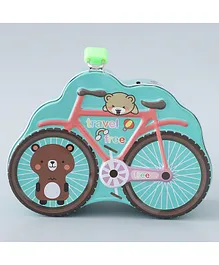 Cycle Shape Money Bank with Lock and Key - Green