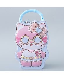 ZOE Kitty Shape Money Bank with Lock and Key - Pink and Blue