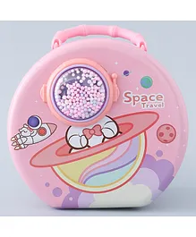 Space Theme Money Bank with Lock - Pink