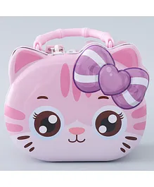 Kitten Shape Money Bank with Lock and Key - Pink