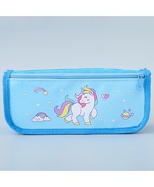 Zoe Pencil Pouch Unicorn Print - Blue