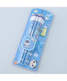 Stationery Set HB Pencils Space Print - Blue