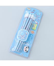 Stationery Set HB Pencils Space Print - Light Blue