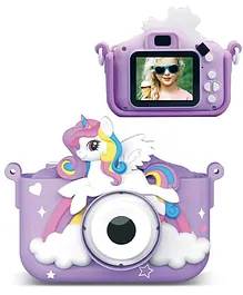 Happy Hues Digital Camera Toys for kids with Inbuilt games- Unicorn Silicone Cover-Mini HD Camera with 1080P & 2 Inch Screen -Purple