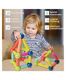 YAMAMA Magnetic Sticks Building Blocks Educational Stacking Toys With Magnetic Sticks Magnetic Balls And Magnetic Blocks For Kids 100 Pieces  Multicolor