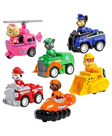 ADKD Ready To Attack Pup Buddies Dogs With Vehicles Racer Pups Rescue Team Mission Toy Figure Set of 6- (Color & Design may Vary)