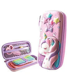 ADKD 3D Unicorn Cover Pencil Case with Compartments School Supply Organizer for kids- (Color & Design May Vary)