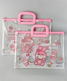 Rabbit Design Folder with Handle - Pink