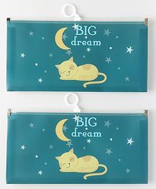 Dreaming Kitty Printed Transparent A6 Folder - Teal Green