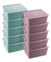 Selvel Plastic Storage Basket Pink & Green