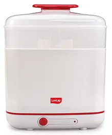 LuvLap Electric Steam Sterilizer For 6 Feeding Bottles With Auto Shut Off-White & Red