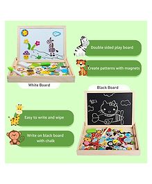 Azhari 6807 Double-Sided 2 in 1 Board Educational Learning Board Multipurpose Double-Sided  Magnetic Wooden Puzzle Writing Puzzle White and Black Board