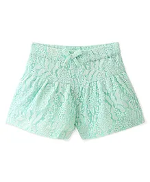 Babyhug Mid Thigh Length Shorts with Lace Detailing & Lining - Mint Green