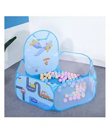 BabyGo Aeroplane Kids Ball Pit, Large Pop Up Children Airplane Play Tent with Basketball for Toddlers (Balls not included) - Blue