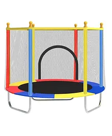 BabyGo 55 inch /4.5 Feet Indoor & Outdoor Kids Trampoline with Safety Enclosure Net & Spring Pad Exercise Trampoline for Kids & Adults - Capacity Upto 100 Kg - Red