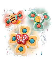 BitFeex Betterfly Spinners Both Toy Waterproof Suction Cup Spinning Top Rotating For Boys Girls-Multicolor- Pack of 3