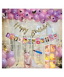 Puchku Premium Happy Birthday Combo KIT  Pastel balloon Set for first 1st birthday Theme girls kids Pack of 77  Multicolor