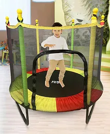 Hop N Play Jumping Trampoline with Safety Net for Indoor & Outdoor Multicolour- 55 Inch