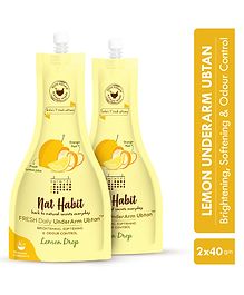 Nat Habit Lemon Drop Underarm Ubtan - UnderArm Scrub For Skin Brightening, Whitening, Softening, Odour Control & Remove Darkness With Lemon & Wild Turmeric (40g X Pack Of 2)