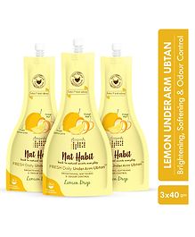 Nat Habit Lemon Drop Underarm Ubtan - UnderArm Scrub For Skin Brightening, Whitening, Softening, Odour Control & Remove Darkness With Lemon & Wild Turmeric (40g X Pack Of 3)