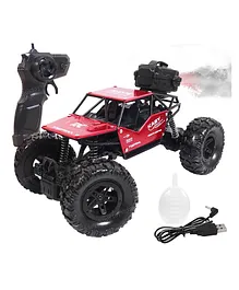 Toyshine 27MHZ Monster RC Truck with Booster Spray Function All Terrain Stunt Racing Car Rechargeable Indoor Outdoor Toy Car - Red