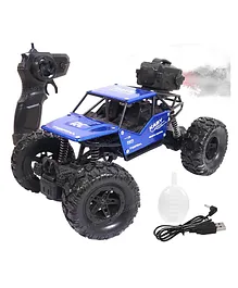 Toyshine 1:18 Scale 27MHZ Monster RC Truck with Booster Spray Function All Terrain Stunt Racing Car Rechargeable Indoor Outdoor Toy Car - Blue