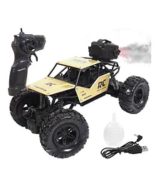 Toyshine 1:18 Scale 27MHZ Monster RC Truck with Booster Spray Function All Terrain Stunt Racing Car Rechargeable Indoor Outdoor Toy Car - Golden