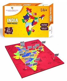 Rinish India Indian Puzzle Map with State Capitals and Flag Educational Learning Toys for Kids Boys & Girls