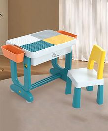 R for Rabbit Little Genius Learner Kids Study Table Set With Chair -Blue &amp; White