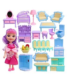 Toyshine Dollhouse Furniture Set 24 pcs Furniture with 1 Doll Dollhouse Accessories - Multicolour