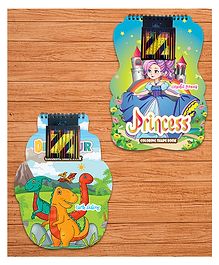 Dinosaur And Princess Coloring Shape Book for kids (Set Of 2)