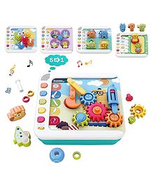 Yamama Musical 5 in 1 Montessori Exploration Early Learning Educational Machine Toy for Kids with 5 Montessori Learning Cards Voice Guidance and Fun Building Sets Musical Toys for Kids  Multicolor