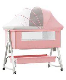 StarAndDaisy 3 in 1 Baby Bassinet Bedside Sleeper Cribs with Storage Basket and Wheels - Pink
