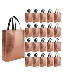 Evafly Gift Bags Medium Pack Of 20 Reusable Non-Woven Shiny Metallic Laminated Tote Bag Copper