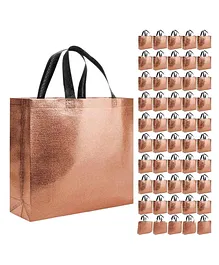 Evafly Gift Bags Medium Pack Of 50 Reusable Non-Woven Shiny Metallic Laminated Tote Bag. Copper