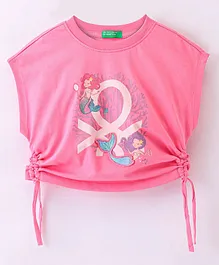 UCB Cotton Knit Sleeveless T-Shirt Mermaid Print - Pink