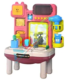ADKD Kitchen Wash basin play Set Working Press & Pump Faucet with Music and Light with 18 Acessories- Multicolor