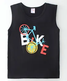 Taeko Single Jersey Knit Sleeveless T-Shirts Bicycle Print- Black